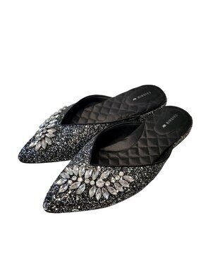 Birdies The Swan Mule in Jeweled Gunmetal